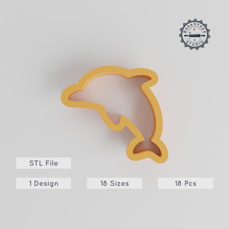 Dolphin Shape Cutter Set, 18 Sizes 0.75''-5.00'', Perfect for Cookies, Fondant & Clay, Sea Mammal Marine Animal STL Files