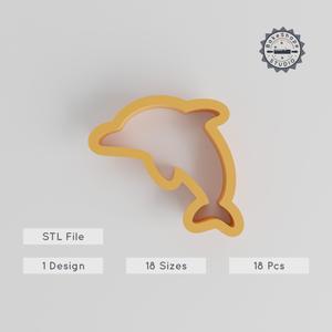 Dolphin Shape Cutter Set, 18 Sizes 0.75''-5.00'', Perfect for Cookies, Fondant & Clay, Sea Mammal Marine Animal STL Files