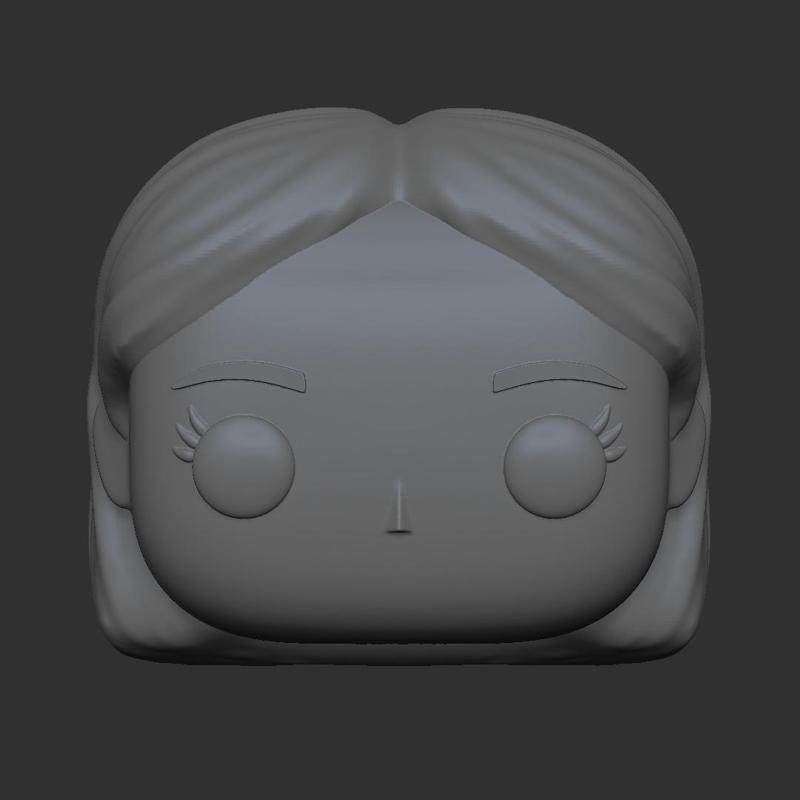 Funko Pop Female Head short, straight, simple, center-parted hairstyle