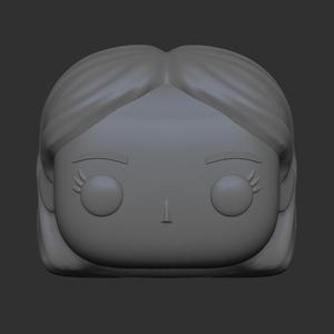 Funko Pop Female Head short, straight, simple, center-parted hairstyle