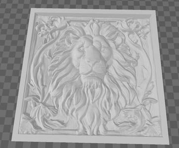 Lion head relief 3D model, STL, CNC milling