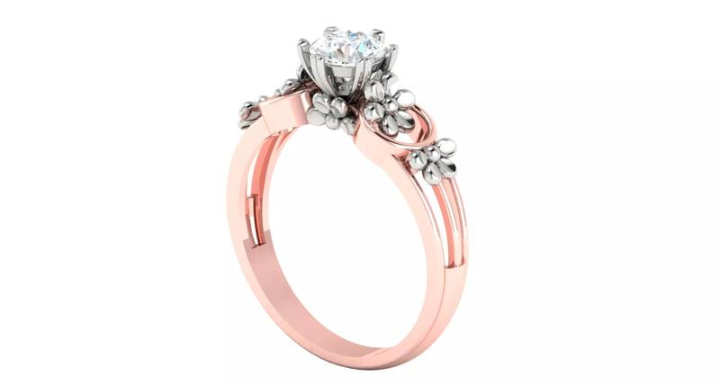 Solitaire Engagement Wedding Flower Ring
