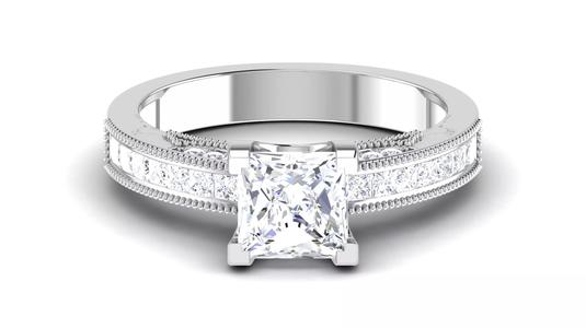 Solitaire Engagement Wedding Ring Princess Stone Bridal Ring