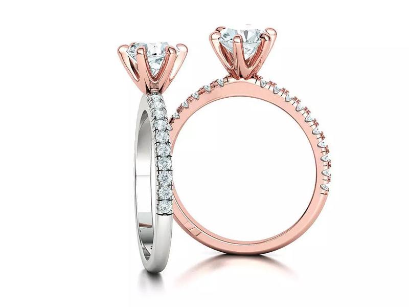 Solitaire Engagement Ring 1ct Gem 6 claws Crown Head design