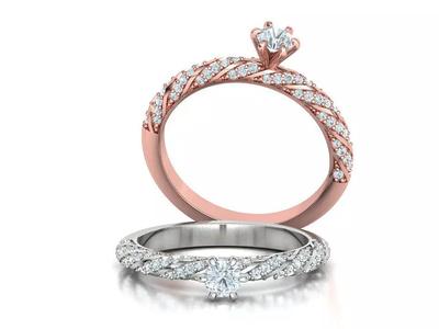 Solitaire Diamond Engagement Ring Spiral Design