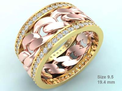 Chain Diamond ring - Miami Cuban ring - N8531 size 9 dot 5
