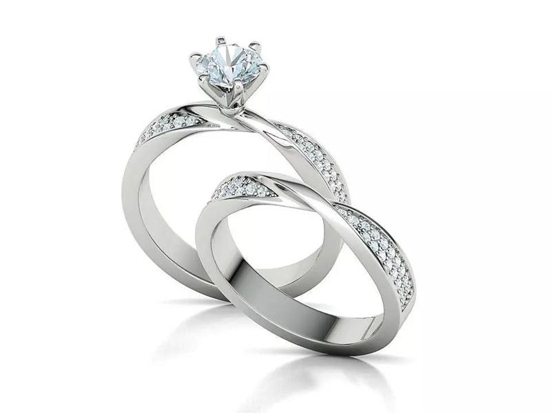 Classic Bridal Set Mobius Rings Engagement and Matching band
