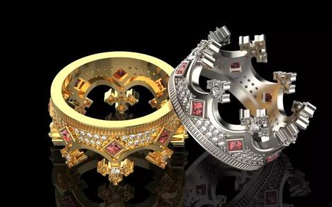 Elizabeth crown ring Silver Gold Print