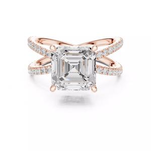 Crossover Asscher Diamond Engagement Wedding Ring 3DM STL Video