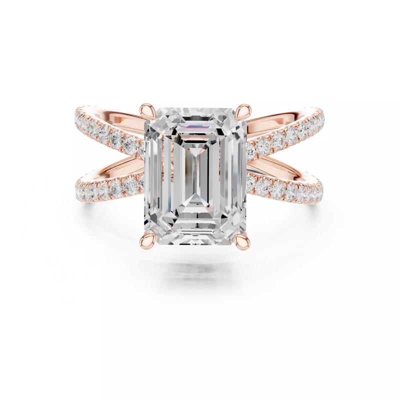 Crossover Emerald Diamond Engagement Wedding Ring 3DM STL Video