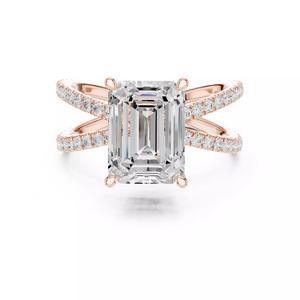 Crossover Emerald Diamond Engagement Wedding Ring 3DM STL Video