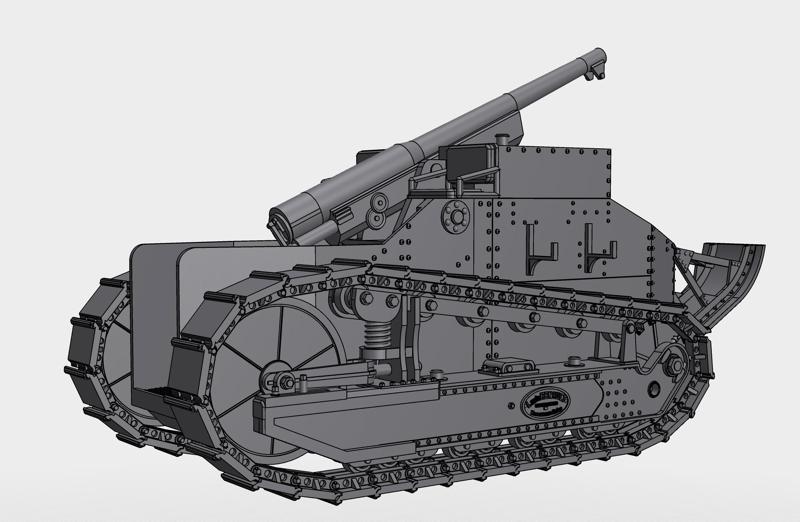 1:35 scale Renault FT 17 Chenilles 75mm MLE 1897 self-propelled gun