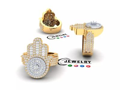 Custom Hamsa Hand Diamond Ring- Hamsa Hand Ring