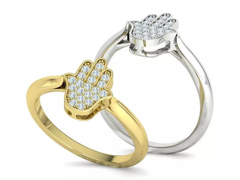 Delicate Hamsa Ring Jewish Ring Protective Ring 3dmodel