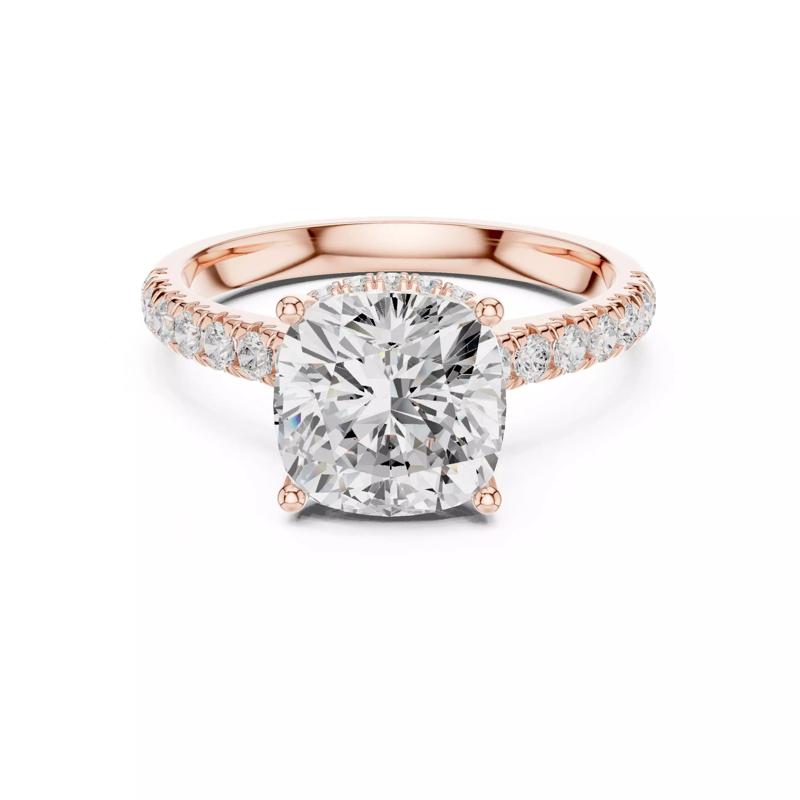 Cushion Cut Hidden Halo Pave Diamond Bridge Ring 3DM STL Video