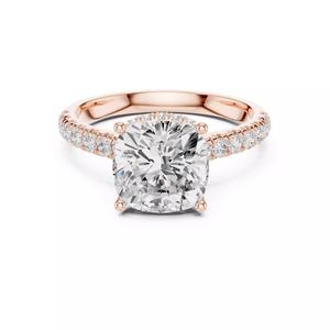 Cushion Cut Hidden Halo Pave Diamond Bridge Ring 3DM STL Video