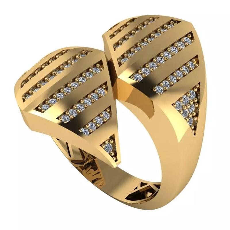 Modern Geometric Gold Ring with Diamond Jewelry Design trt06