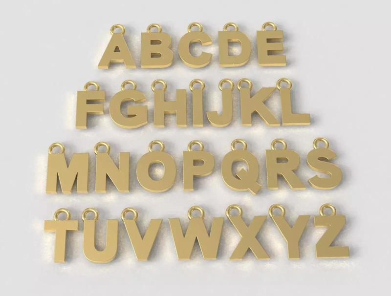 Alphabet Pendant - 7mm No Diamonds