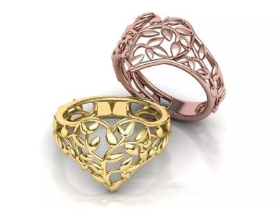 Ring Heart Leaves style Own design  3d model 0244