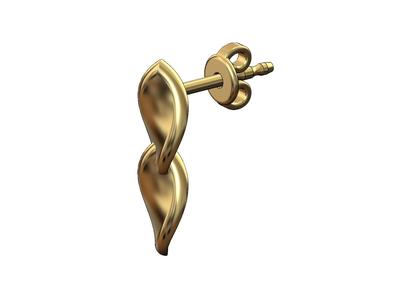 Double twisted leaf stud earring 3D print model