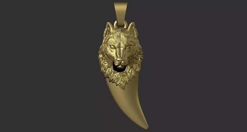 Wolf pendant solid