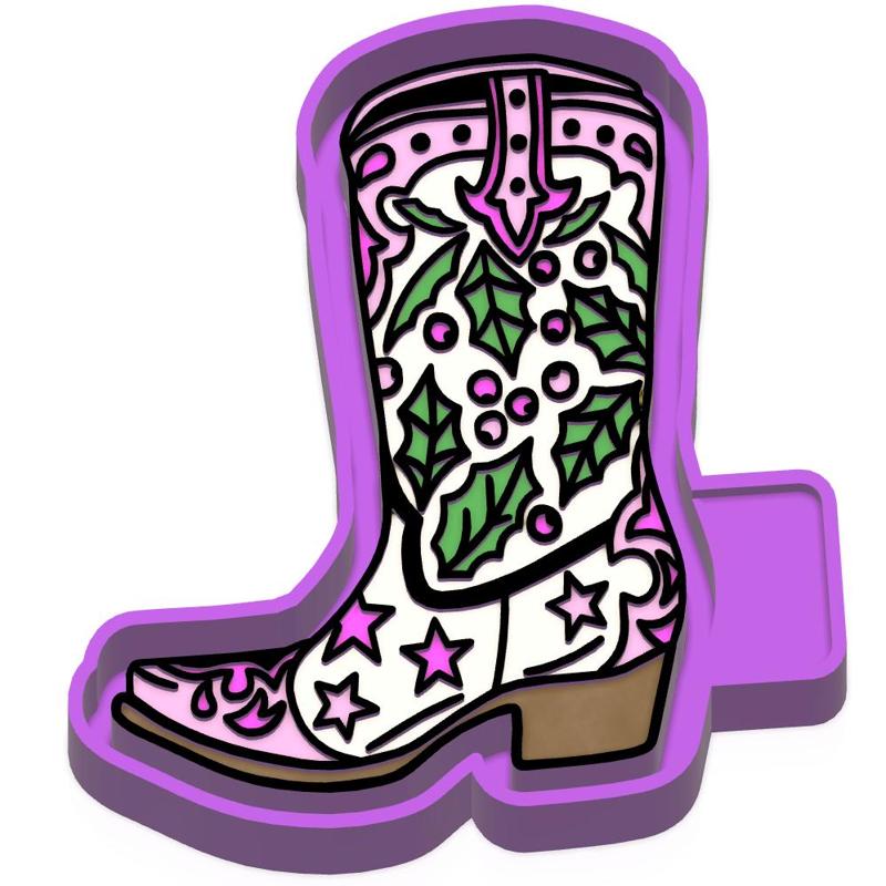 Cowgirl Christmas Boot Freshie STL Mold Housing