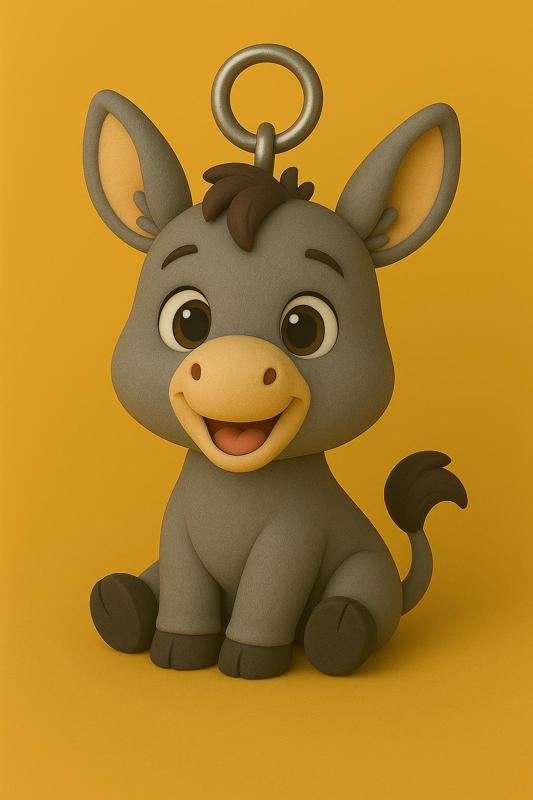 Adorable Donkey Keychain 3D Model – Cute Cartoon Animal Charm STL for Printing