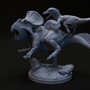 Protoceratops ambushed 1-20 scale pre-supported dinosaur