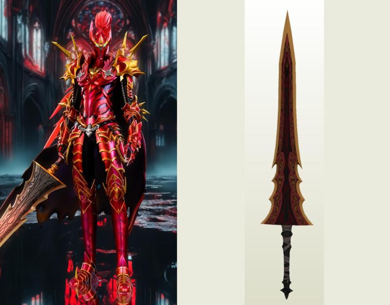 Solo Leveling - Igris Weapon Cosplay Prop - PDO Pepakura Pattern + STL 3D Print Pattern