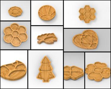 Serving Tray Pack, Cnc Cut 3D Model File For CNC Router Engraver, Plate Carving Machine, Relief, serving tray Artcam, Aspire, VCarve, Cutt3D