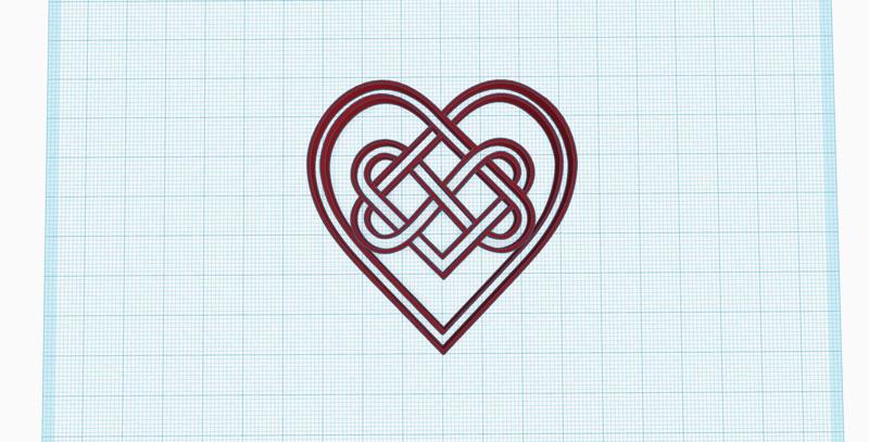 Celtic Heart Knot, rune, Infinity heart knot, Symbol for eternal, everlasting love, hearts stencil, embross, mold, Valentine's Day ornament, wedding decor, wall art decoration, anniversary topper
