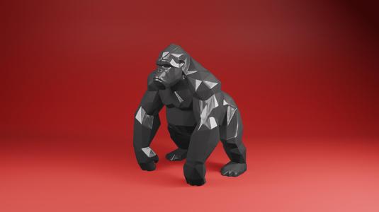 Low Poly Gorilla - 3D Printable Geometric Animal Sculpture
