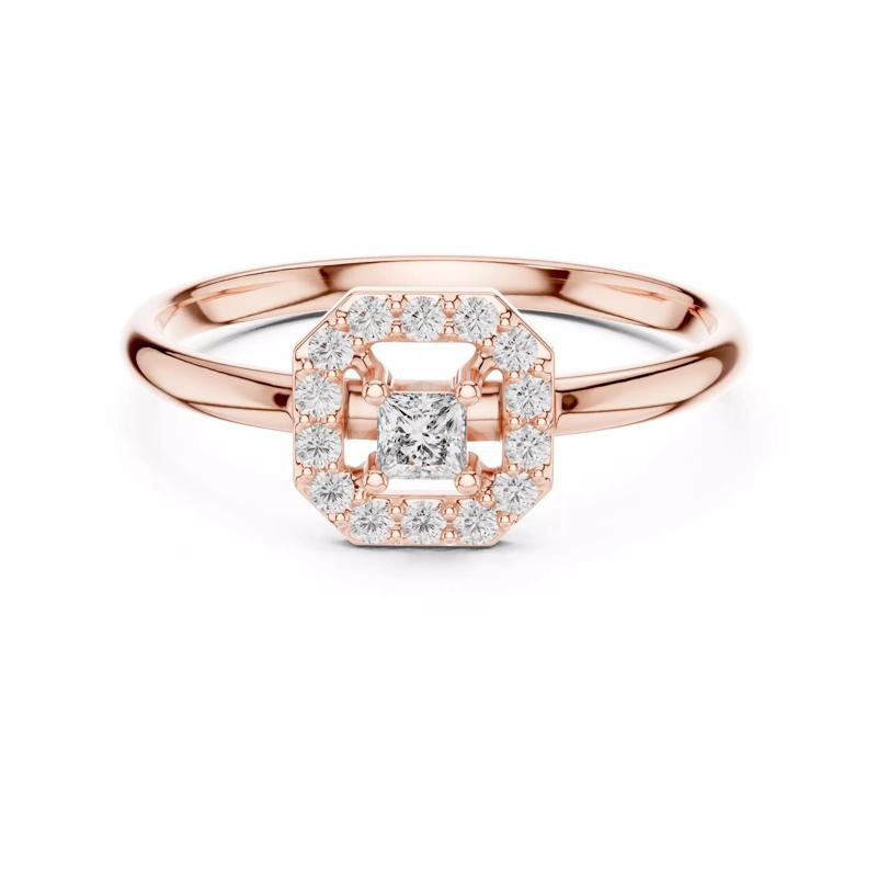 Princess Cut Halo Diamond Engagement Ring 3DM STL Video