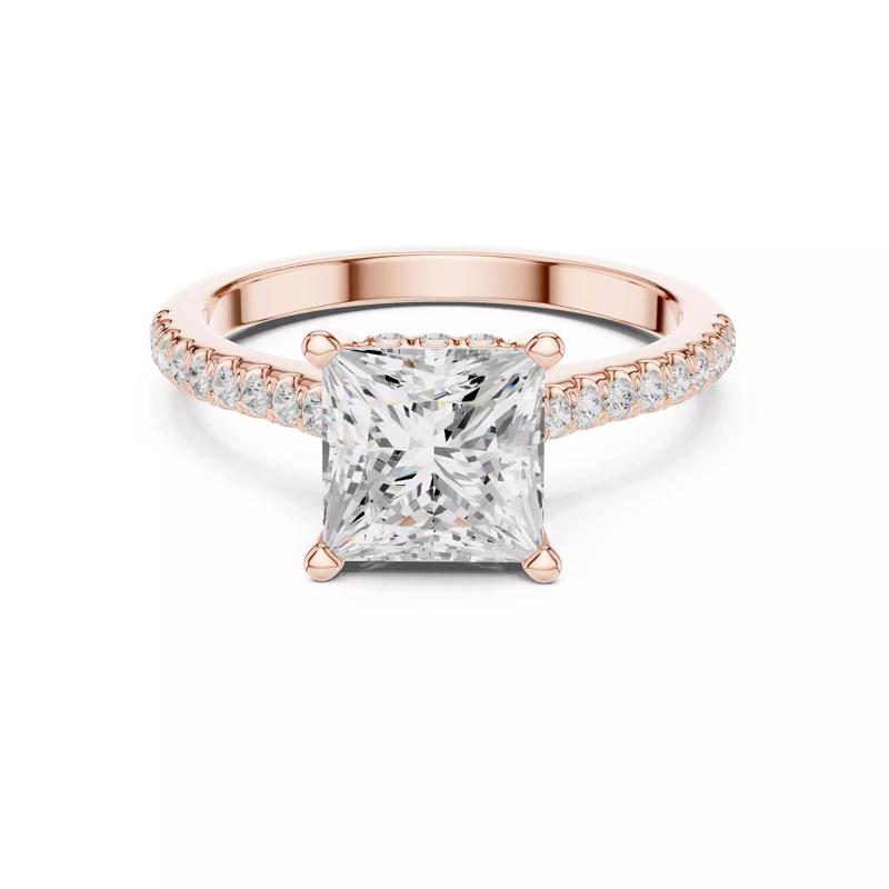 Princess Cut Hidden Halo Diamond Pave Wedding Ring 3DM STL Video