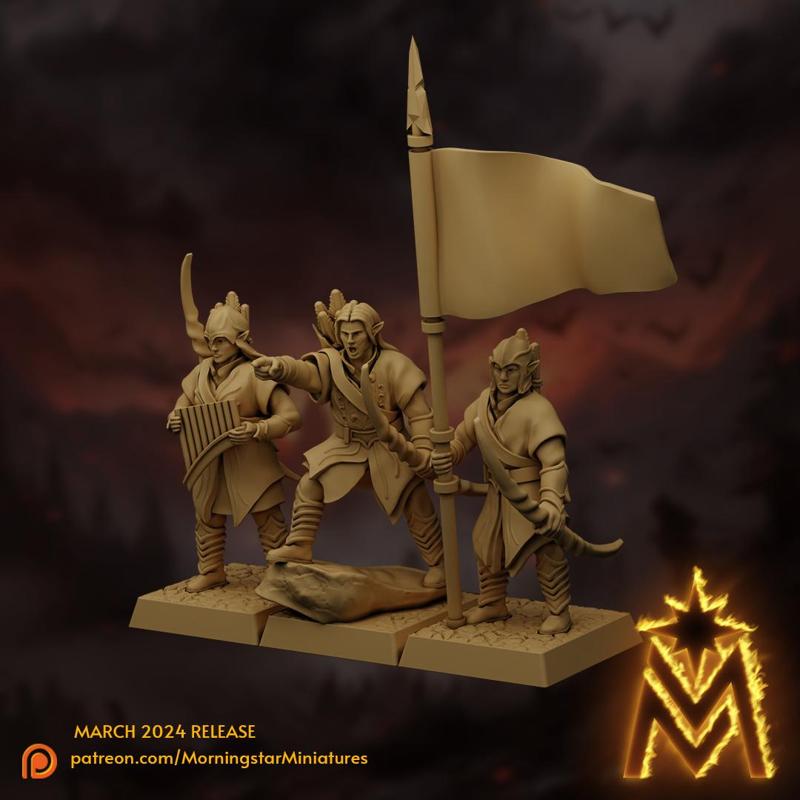 High Elf Citizen Archers Command Group | 32mm Scale Presupported Miniatures