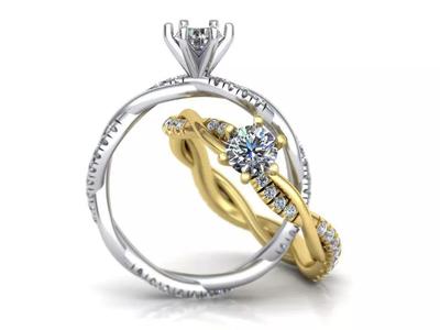Petite Twist Diamond Engagement Ring Pave setting 0229