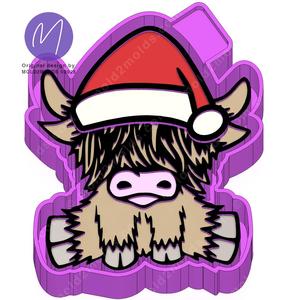 Santa Highland Cow Freshie STL Mold Housing