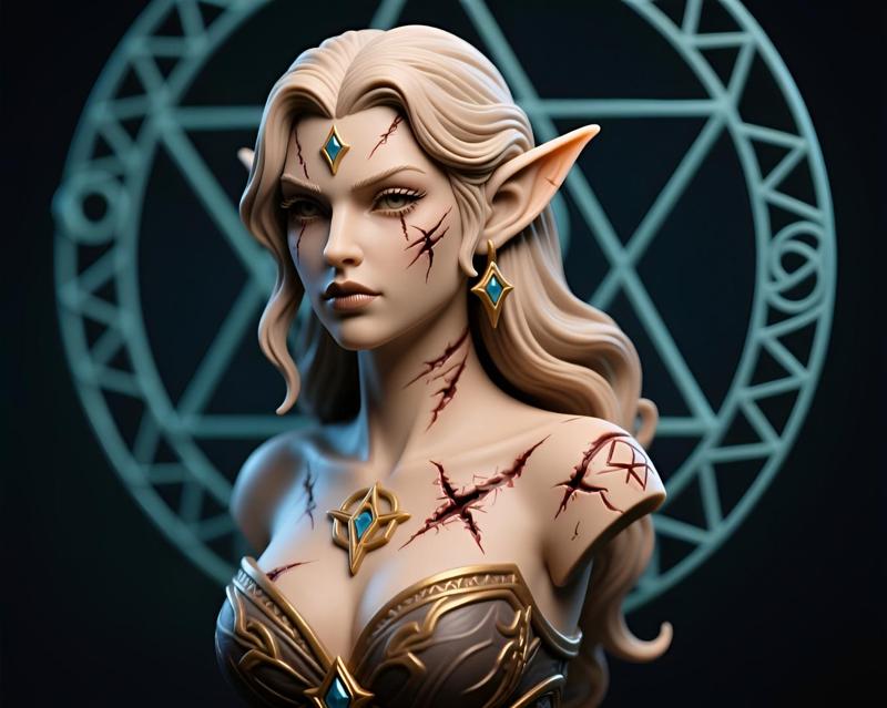 Elven Enchantress 100mm Bust - Fine Detail Portrait
