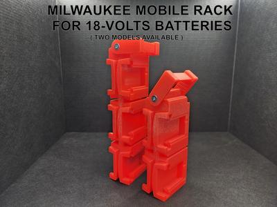 Mobile Rack For Milwaukee 18V Batteries (6-battery model)