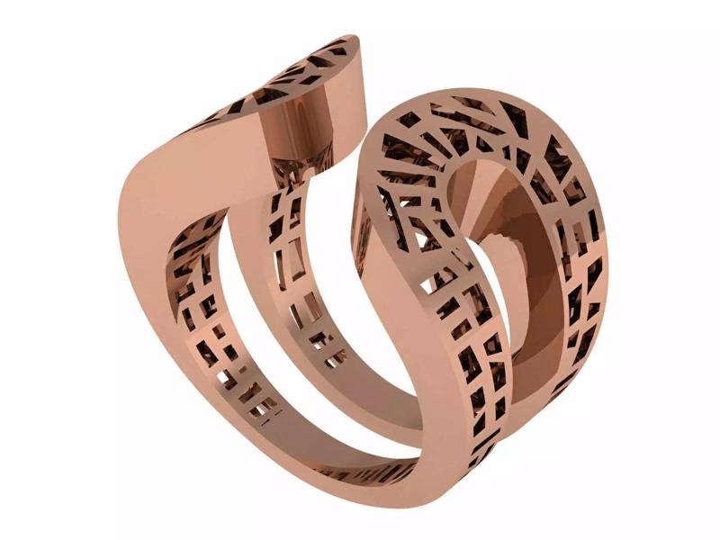 Dual Plate Wire Mesh Plain gold ring