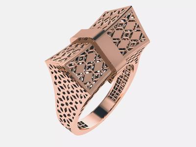 Wire Mesh Geometric Plain gold ring