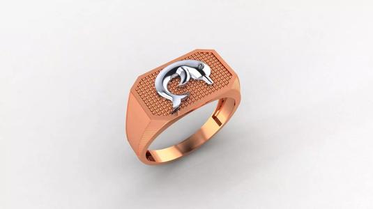 Dolphin Plain Gold Light weight minimalist Mens Band Ring