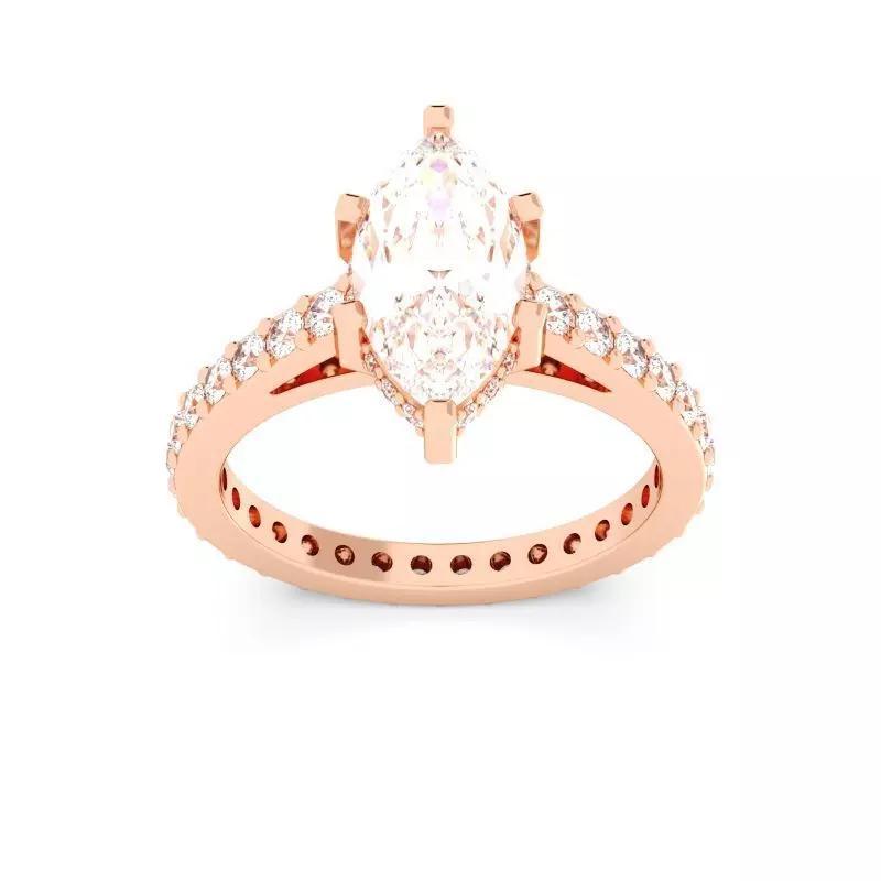Marquise Cut Hidden Halo Engagement Ring