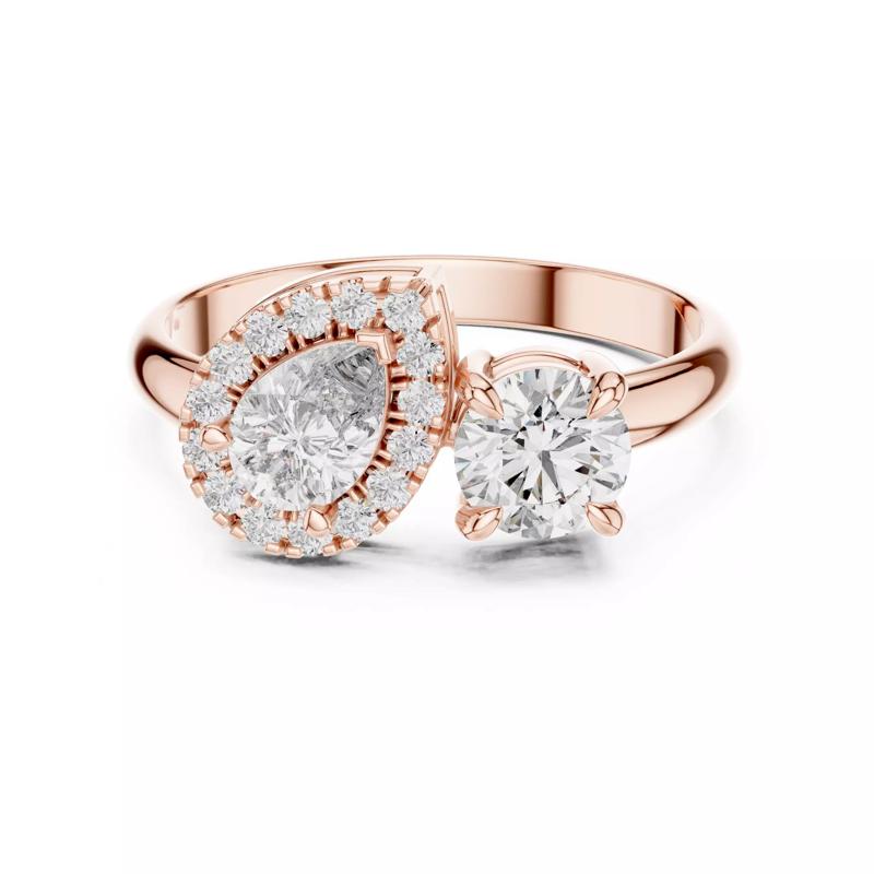 Pear and Round Cut Halo Diamond Engagement Ring 3DM STL Video