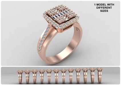 Pack of Emerald baguette rings 47-MWC
