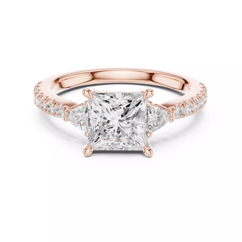 Princess and Trillion Cut Engagement Wedding Ring 3DM STL Video