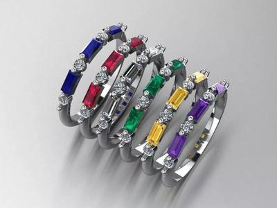 Amazing Baguette and Round Stone Ring
