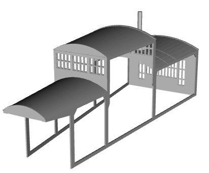 French Type G roundhouse building middle section 24 road type 1/160 scale