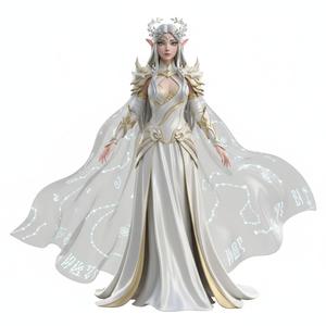 Elven Princess Miniature with Dynamic Flowing Cape - Regal Fantasy Heroine 3D Print Model