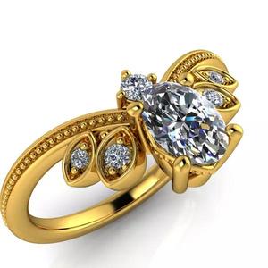 Oval Decorative Setting Vintage Classic Ladies Ring Jewelry